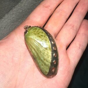 Gold Plated Green Abalone Shell Pendant